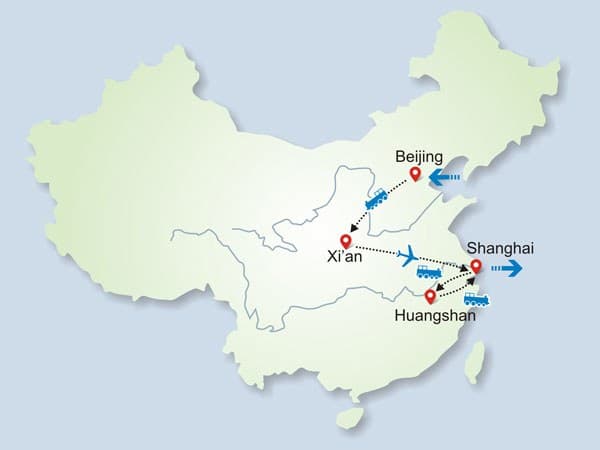 北京、西安、上海、黃山拼團 11 日遊