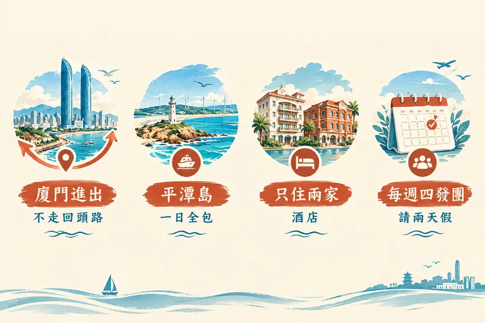 福滿閩東南5日遊四大優勢資訊圖。