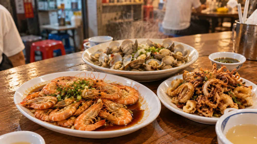 廈門八市海鮮代客料理,現買現煮的醬油水海鮮與加工店餐桌